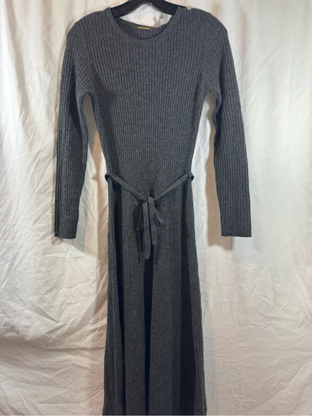 Elie Tahari Ribbed Knit Long Sleeve Maxi Dress - Charcoal Gray XS